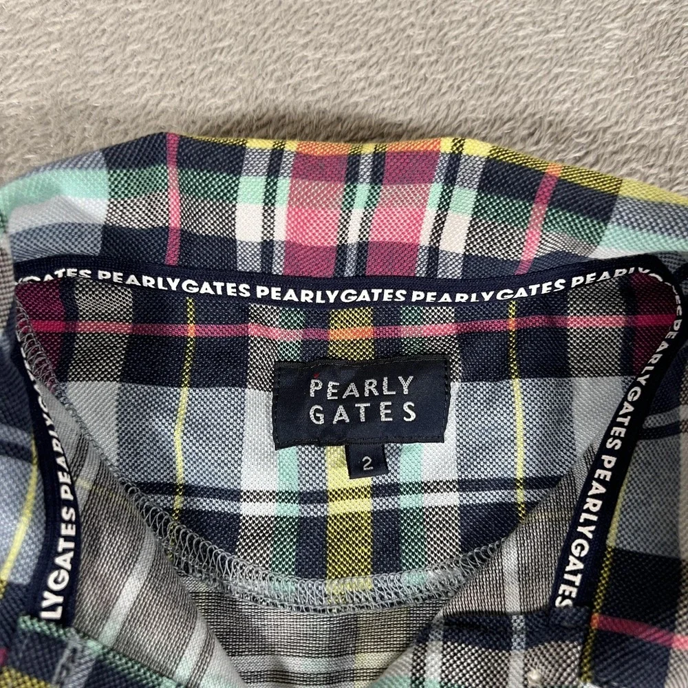 Pearly Gates Polo Shirt Womens 2‎ Multicolor Plaid Sleeveless Golf Top Collared